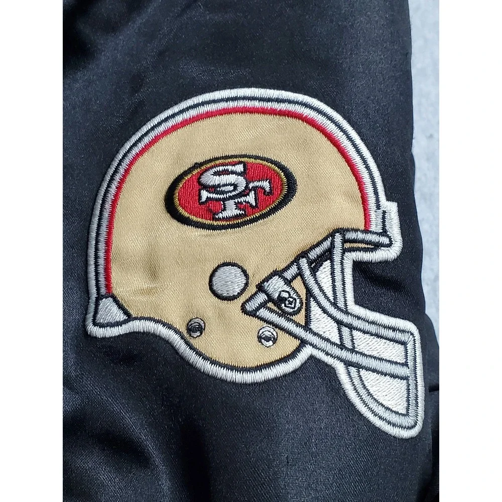 VINTAGE San Francisco 49ers Women Jacket XL Black Embroidered Logo Varsity READ